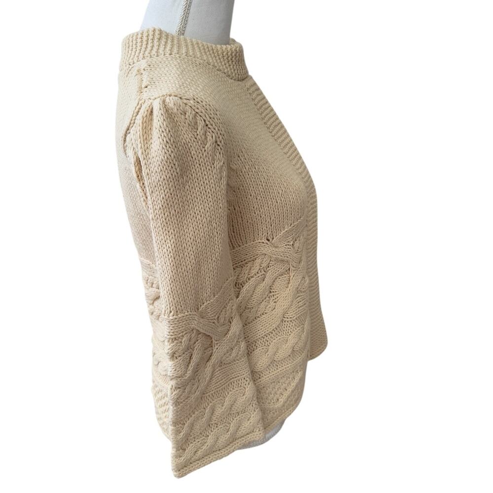 525 American Chunky Cable Knit Cardigan Sweater Cream M - Picture 3 of 6